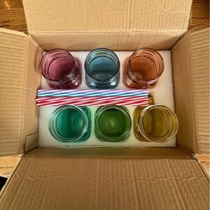 Colorful Glass Tumblers with Straws